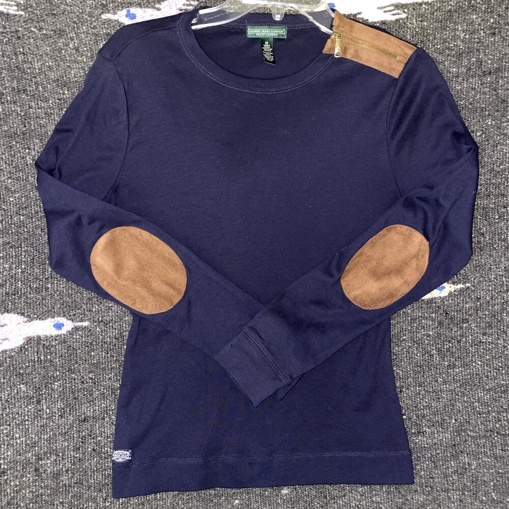 Lauren Ralph Lauren Women's Navy Long Sleeve With Elbow Patches Size M